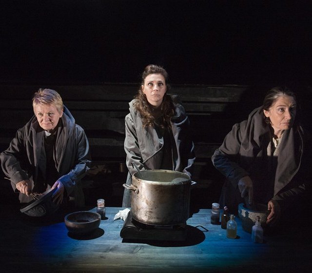Carol Moore, Claire Rafferty and Eleanor Methven in 'Macbeth' at the Lyric Theatre. Photo: Steffan Hill.
