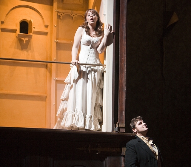 Nathalie Manfrino sings Juliette & Michael Spyres sings Romeo in Opera Ireland’s 2010 Spring production of 'Romeo et Juliette' [Gounod] at The Gaiety Theatre. Photo: Patrick Redmond.