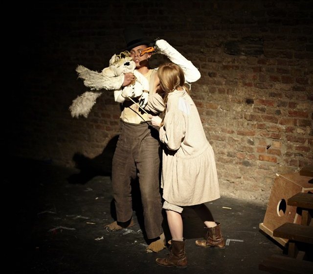 Aaron Heffernan and Clare O' Malley in 'Monster/Clock' presented by Collapsing Horse at Smock Alley Theatre.