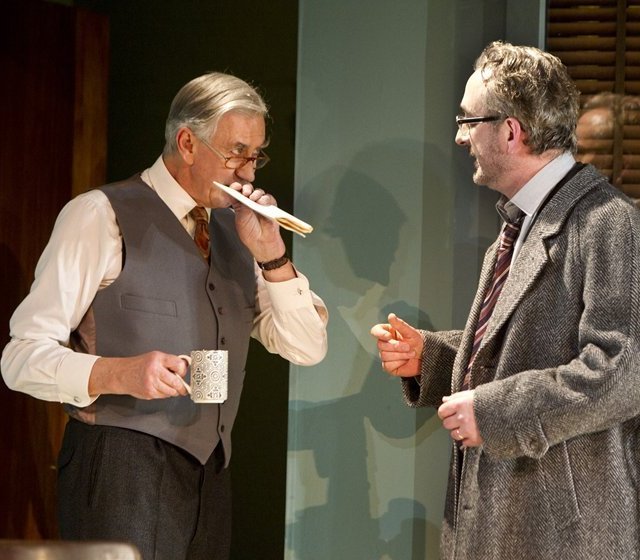 Barry McGovern & Declan Conlon in the Gate Theatre production of 'An Enemy of the People'. Photo: Pat Redmond