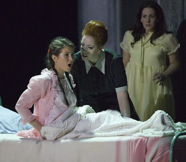 Lucia Vernon, Giselle Allen, and Fiona Murphy in NI Opera's 'The Turn of the Screw'.