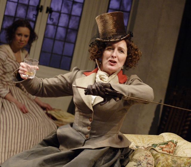 Michelle Terry and Fiona Shaw in Dion Boucicault's 'London Assurance' at the Olivier Theatre (National Theatre) London. Photo: Catherine Ashmore