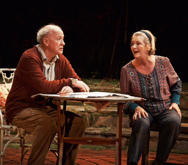Niall Buggy and Barbara Brennen in 'The Hanging Gardens' by Frank McGuinness at the Abbey Theatre as part of Dublin Theatre Festival. Photo: Ros Kavanagh