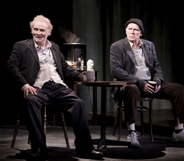 L-R: Karl Johnson as Gerry and Ian McElhinney as Iggy in the Lyric Theatre’s premiere of Owen McCafferty’s new play 'The Absence of Women'. Photo: Richard Watson