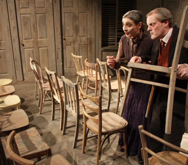 Sandra O'Malley and John Carty in 'The Chairs' by Eugene Ionesco presented by Blue Raincoat.