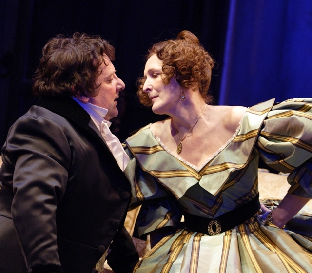 Simon Russell Beale and Fiona Shaw in Dion Boucicault's 'London Assurance' at the Olivier Theatre (National Theatre) London. Photo: Catherine Ashmore