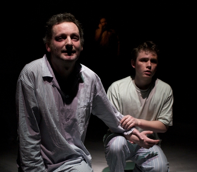 Miche Doherty, Michael Condron and John Travers in The Sign of the Whale by Jimmy McAleavey. Photo: Ciaran Bagnall