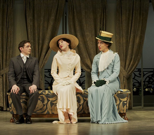 Hugh O'Conor, Charlie Murphy and Christiane O'Mahony in the Abbey Theatre production of 'Pygmalion' by George Bernard Shaw. Photo: Ros Kavanagh.