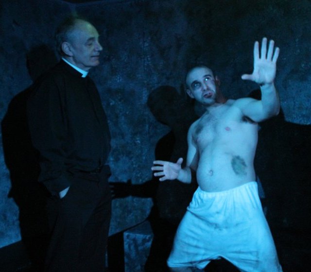 Donncha Crowley & Tiernan Kearns in 'The Last Crusader' by Barry McKinley at Theatre Upstairs. Photo: Fiona Bonnie